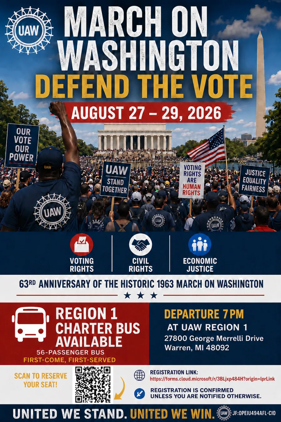 その他 March on Washington PSA9 INWO March on Washington: Defend the Vote | UAW Region 1